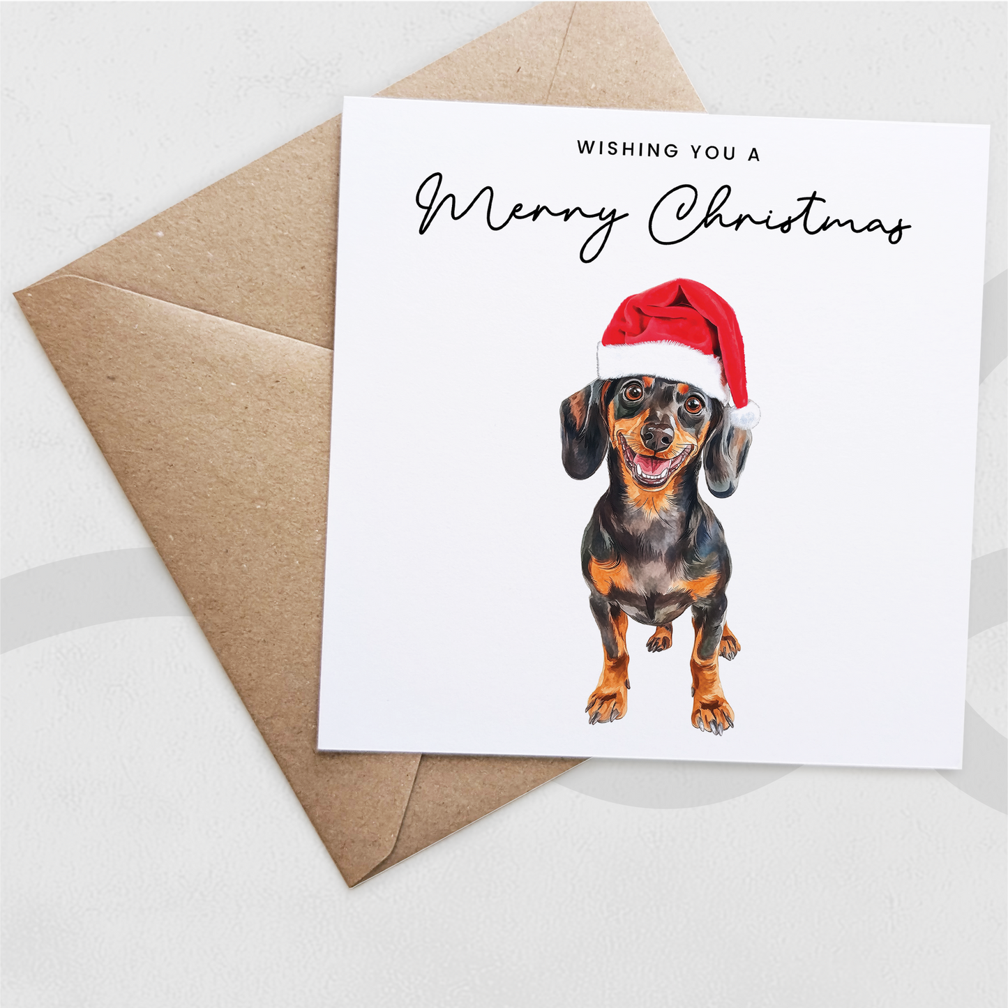 Dachshund Dog Christmas Card – Cute Dog Lover Christmas Card – Eco Friendly “Merry Christmas” Card – Dachshund Holiday Card