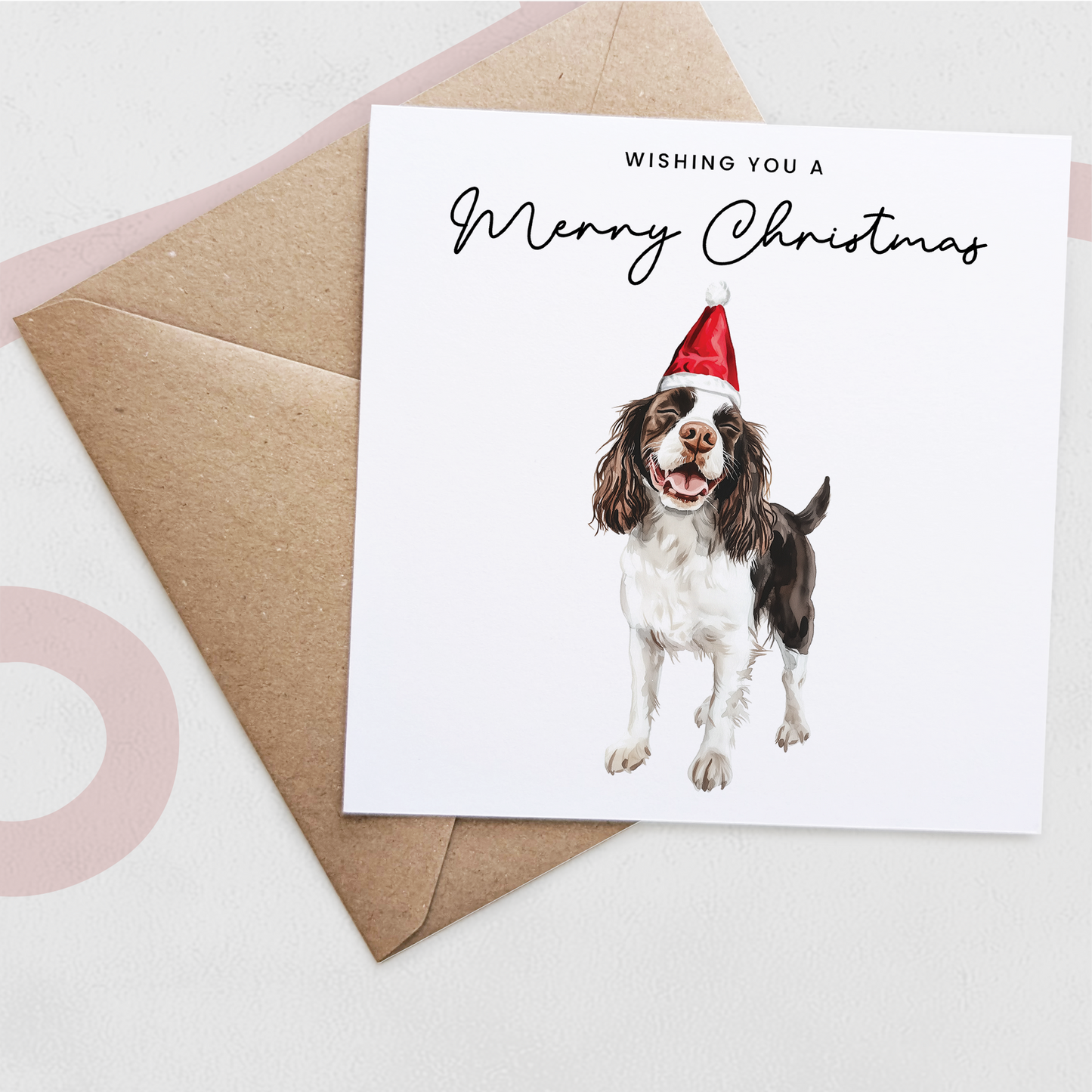 Springer Spaniel Dog Christmas Card – Cute Dog Lover Christmas Card – Eco Friendly “Merry Christmas” Card – Springer Spaniel Holiday Card