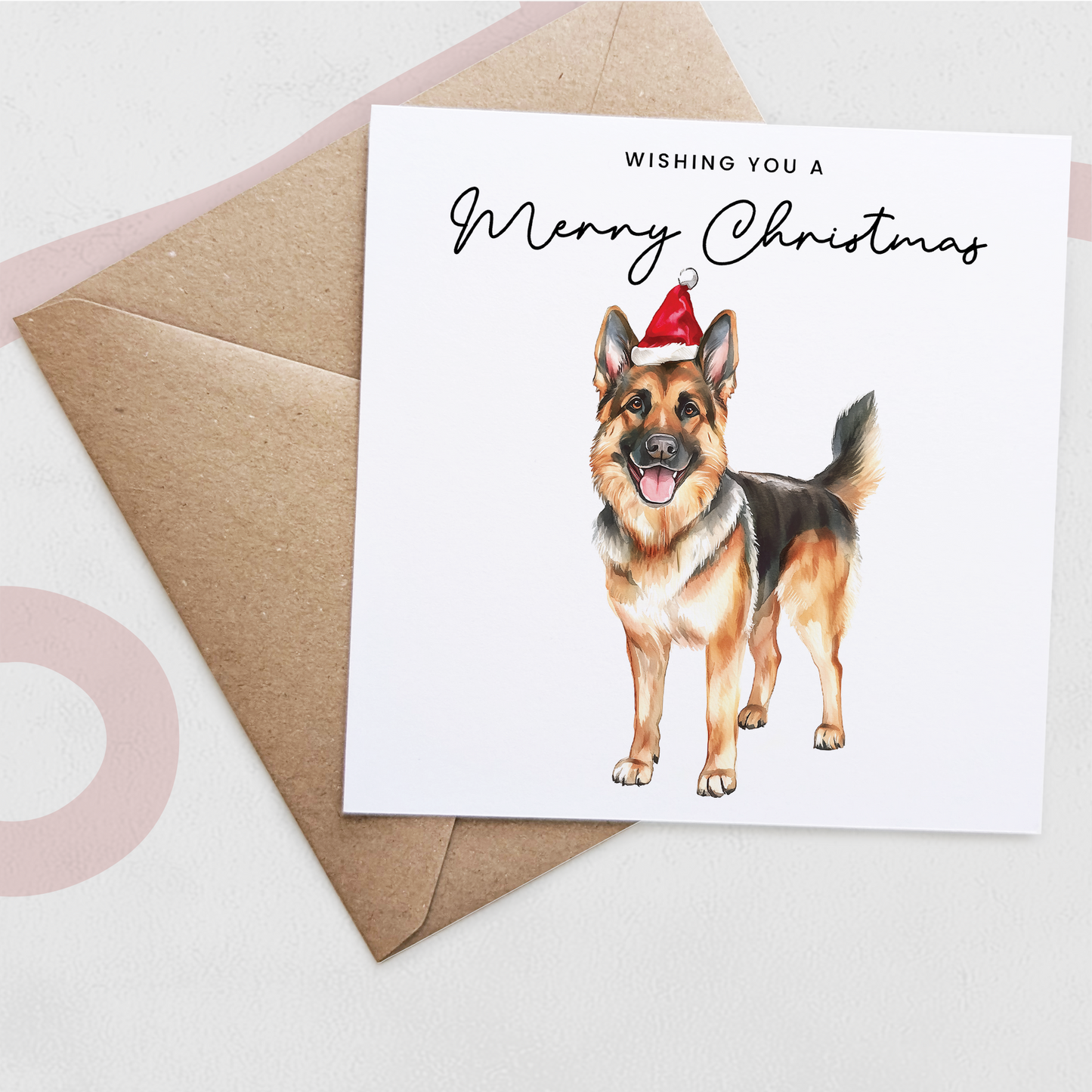 German Shepherd Dog Christmas Card – Cute Dog Lover Christmas Card – Eco Friendly “Merry Christmas” Card – German Shepherd Holiday Card