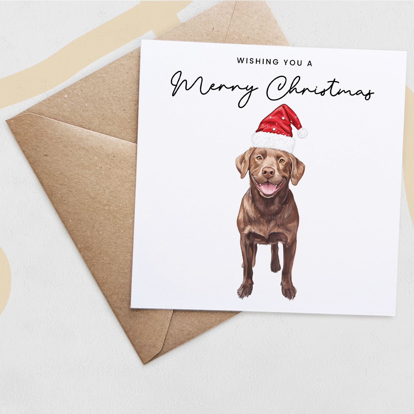 Chocolate Labrador Dog Christmas Card – Cute Dog Lover Christmas Card – Eco Friendly “Merry Christmas” Card – Chocolate Labrador Holiday Card