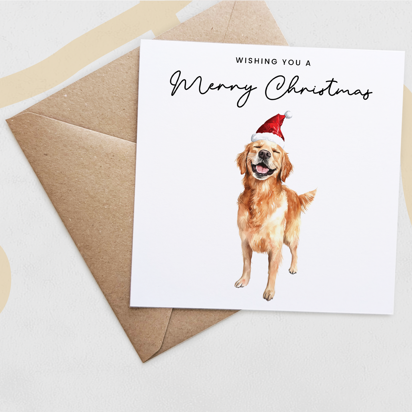 Golden Retriever Dog Christmas Card – Cute Dog Lover Christmas Card – Eco Friendly “Merry Christmas” Card – Golden Retriever Holiday Card