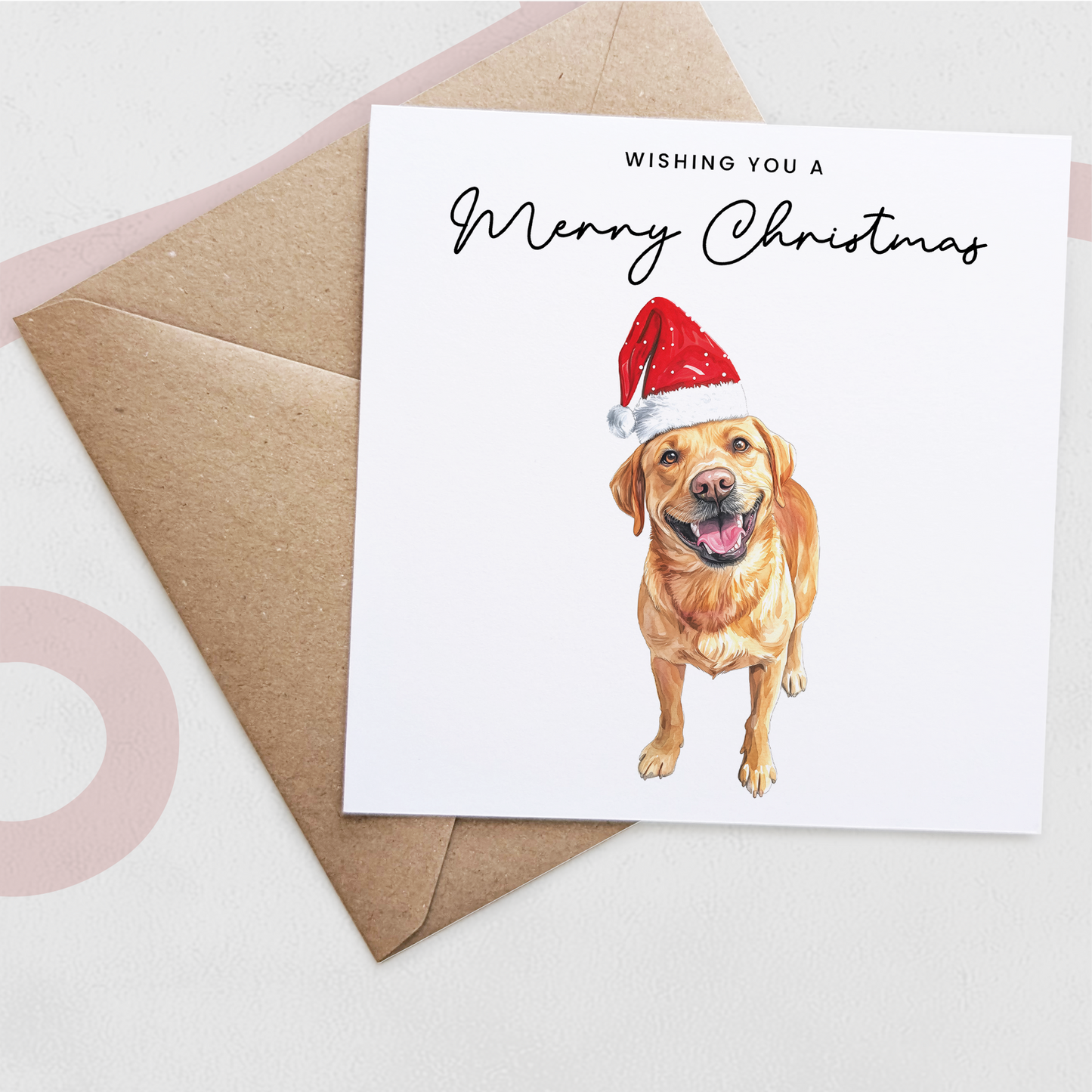 Yellow Labrador Dog Christmas Card – Cute Dog Lover Christmas Card – Eco Friendly “Merry Christmas” Card – Yellow Labrador Holiday Card