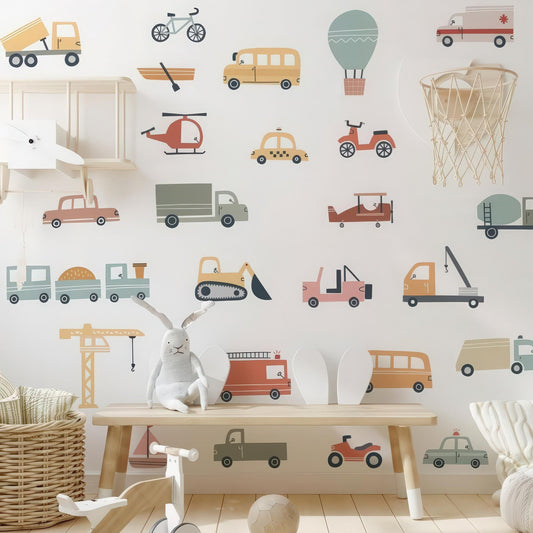 Cars and Trucks Wall Decals - Nursery Decor - Kids Room Stickers - Variety of vehicles