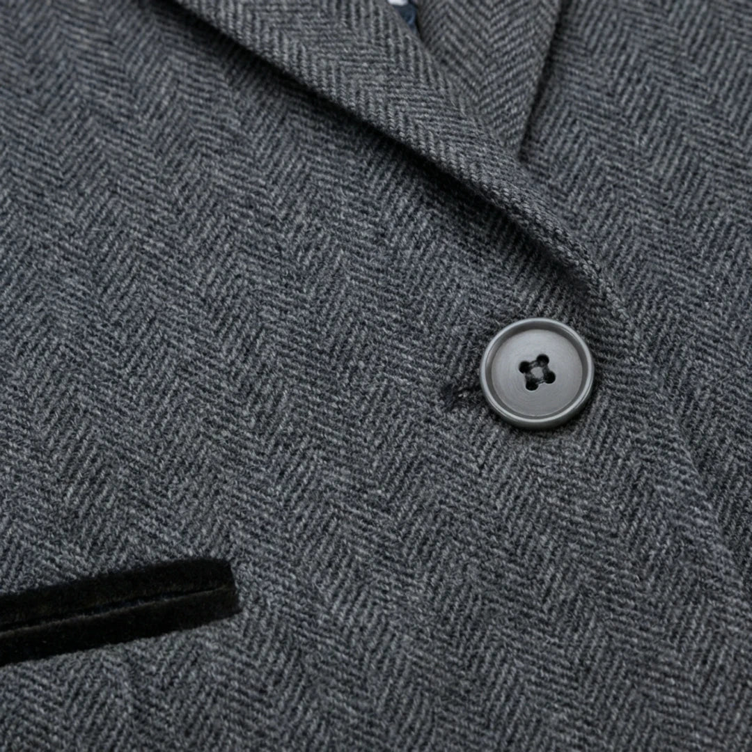 IMW-03 - Women's Grey Tweed Herringbone Blazer Waistcoat