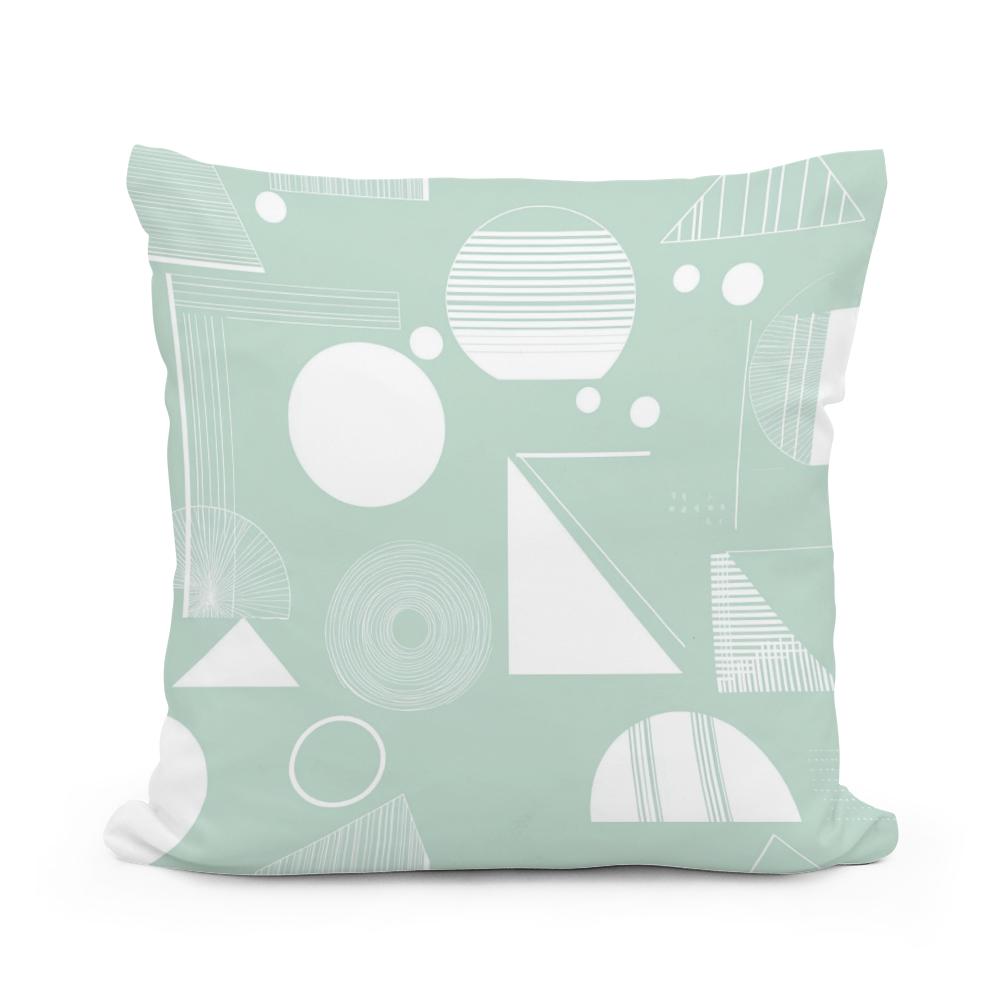 Mint Geometric Cotton Cushion
