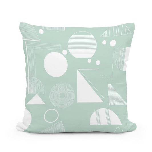 Mint Geometric Cotton Cushion