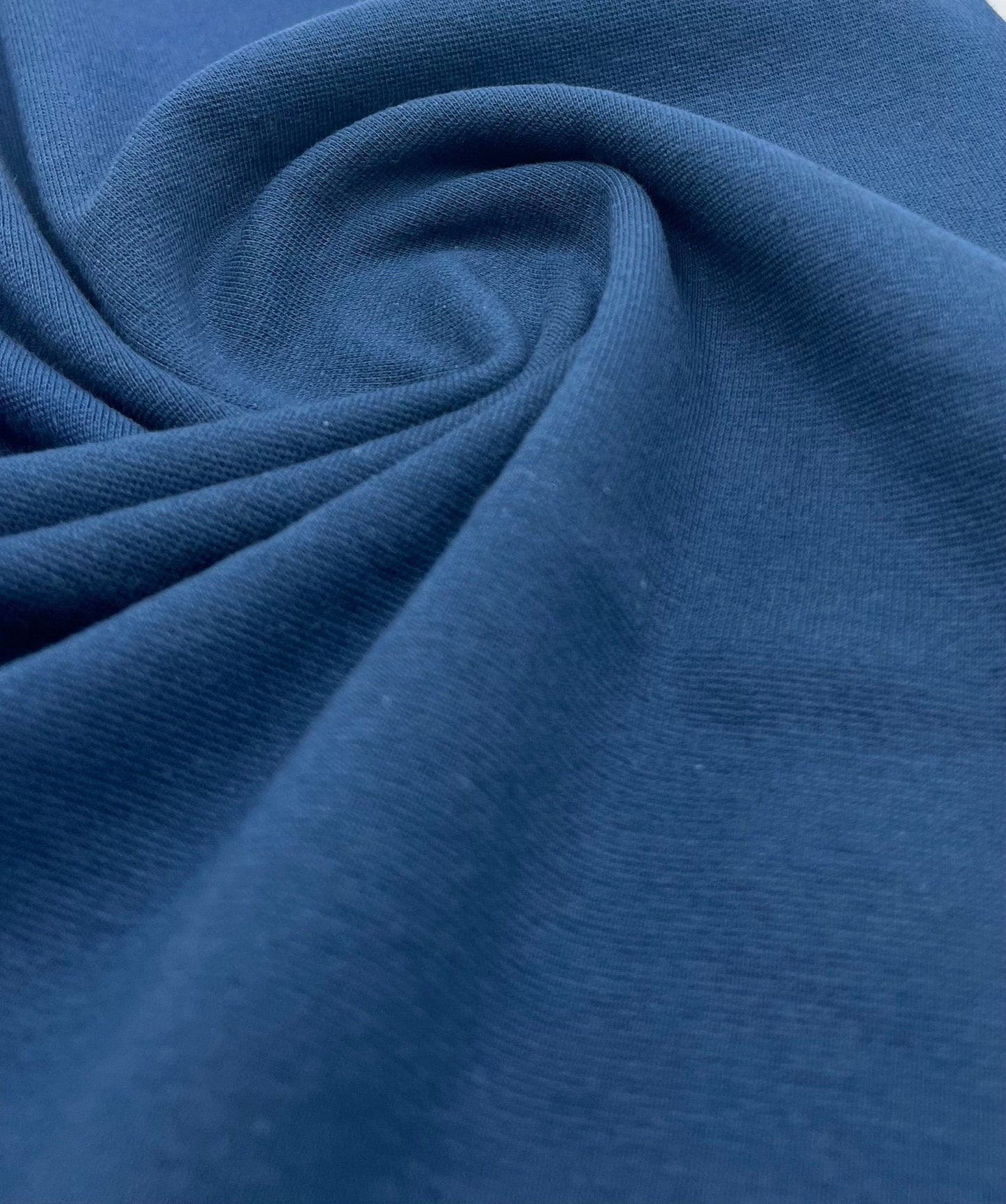 Indigo Jersey Cuffing Ribbing Fabric 270 GSM Cotton Knit 70cm Wide
