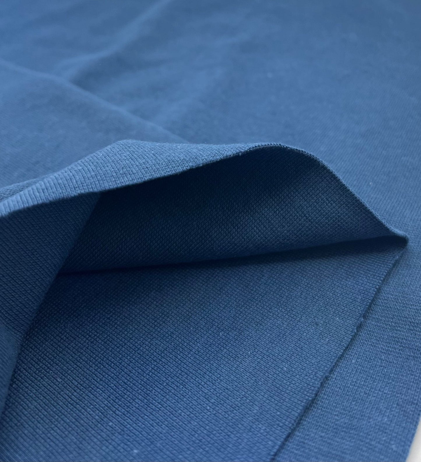 Indigo Jersey Cuffing Ribbing Fabric 270 GSM Cotton Knit 70cm Wide