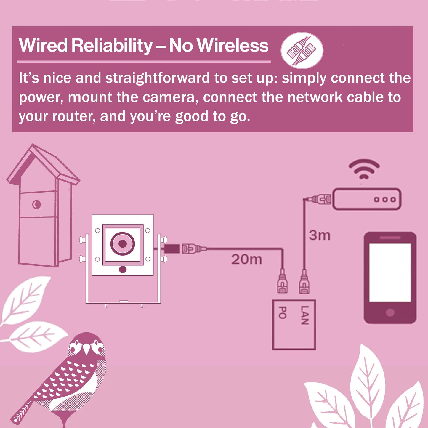 4MP Wired Network Camera for Birdbox & Wildlife Habitats (25fps) PoE Version