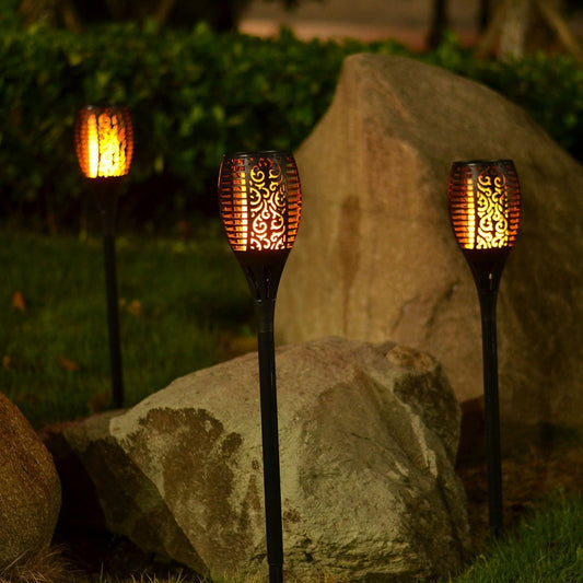 Solar Flickering Flame 96 LED Torch Wall / Ground Stake Lights