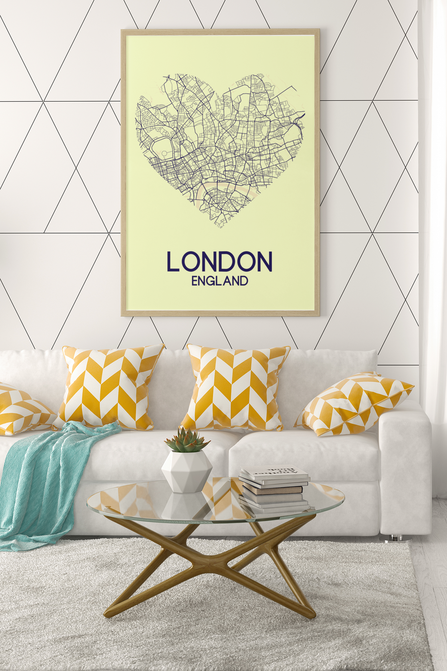 Love Heart Map Any City & Country Personalised Wall Decor Print with 10 New Styles