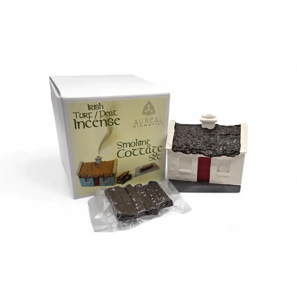Irish Turf / Peat Incense Smoking Cottage Set