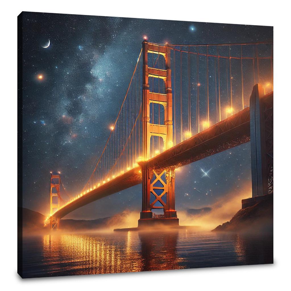Golden Gate Starry Night Canvas