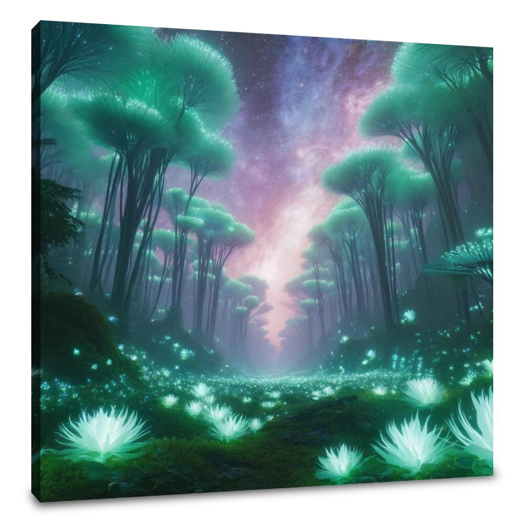 Bioluminescent Jungle Canvas