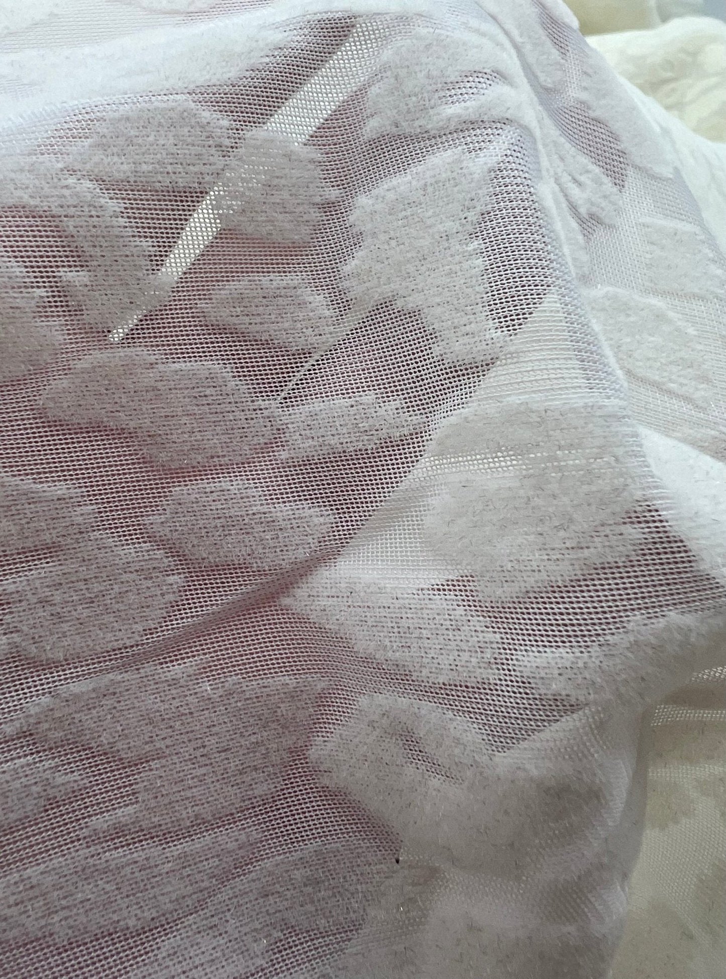 Ivory Cream Animal Embossed Mesh Fabric 2 Way Stretch
