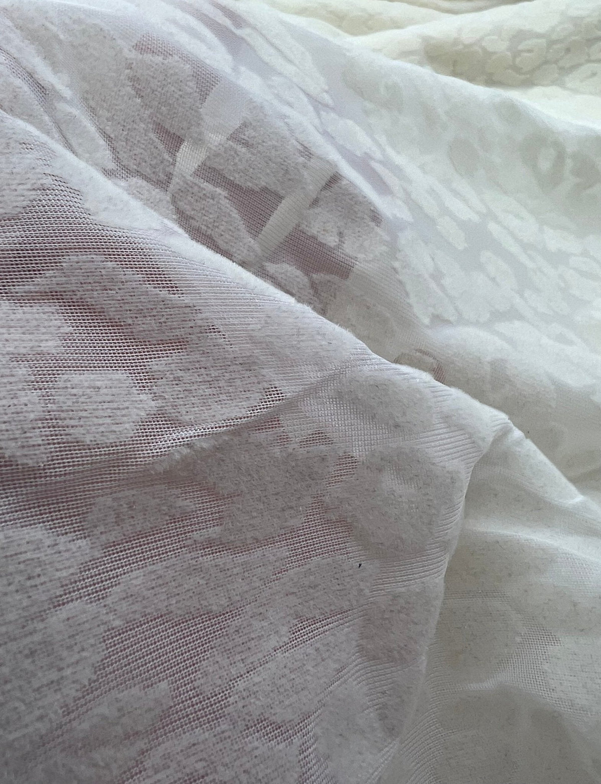 Ivory Cream Animal Embossed Mesh Fabric 2 Way Stretch