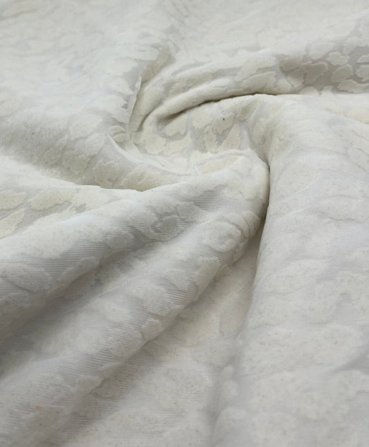 Ivory Cream Animal Embossed Mesh Fabric 2 Way Stretch