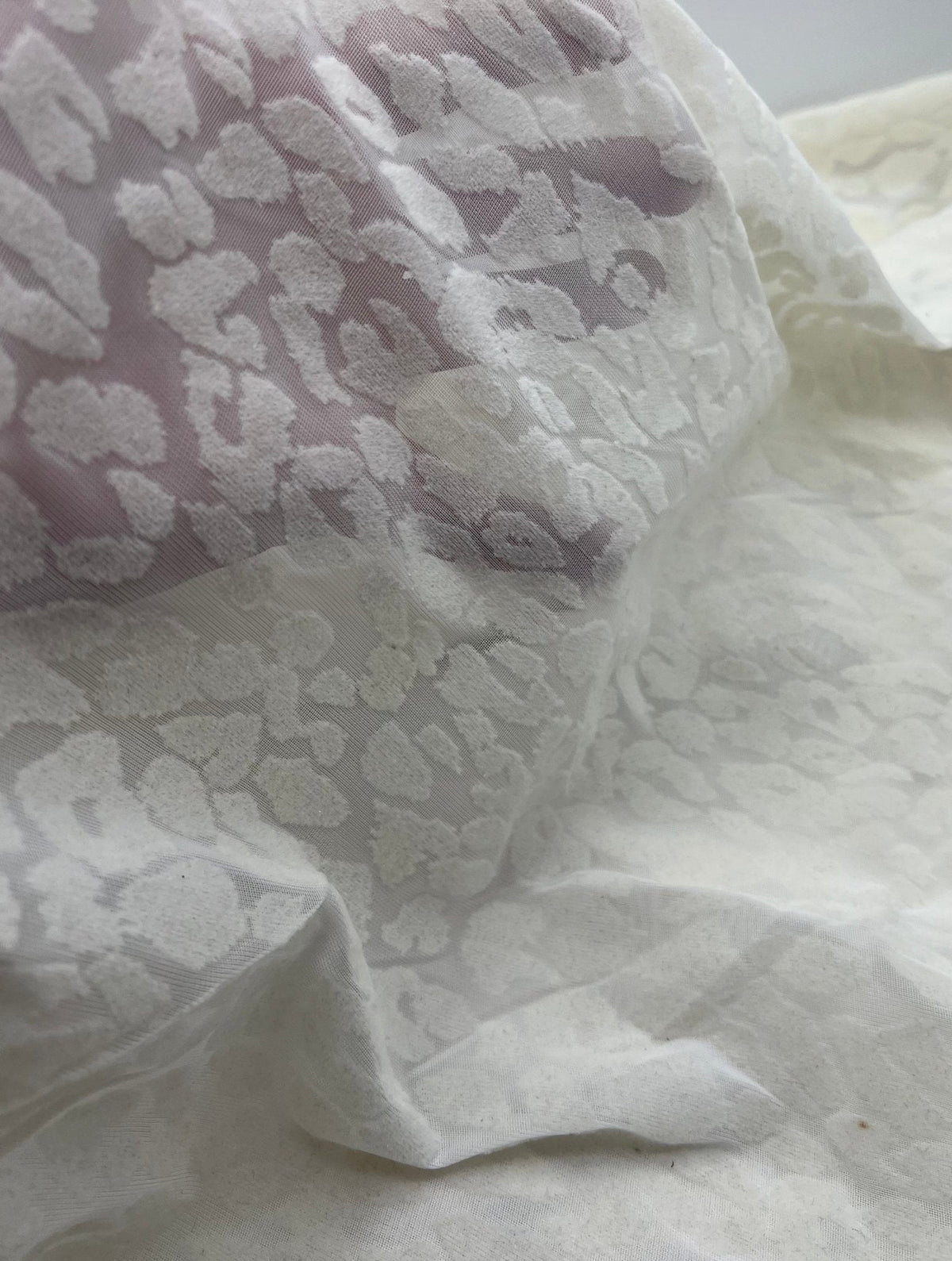 Ivory Cream Animal Embossed Mesh Fabric 2 Way Stretch