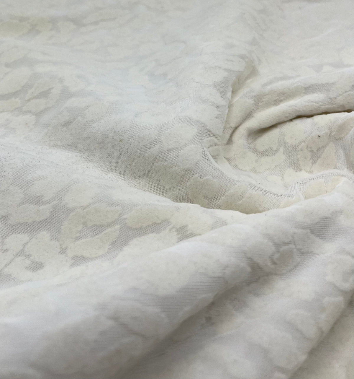 Ivory Cream Animal Embossed Mesh Fabric 2 Way Stretch