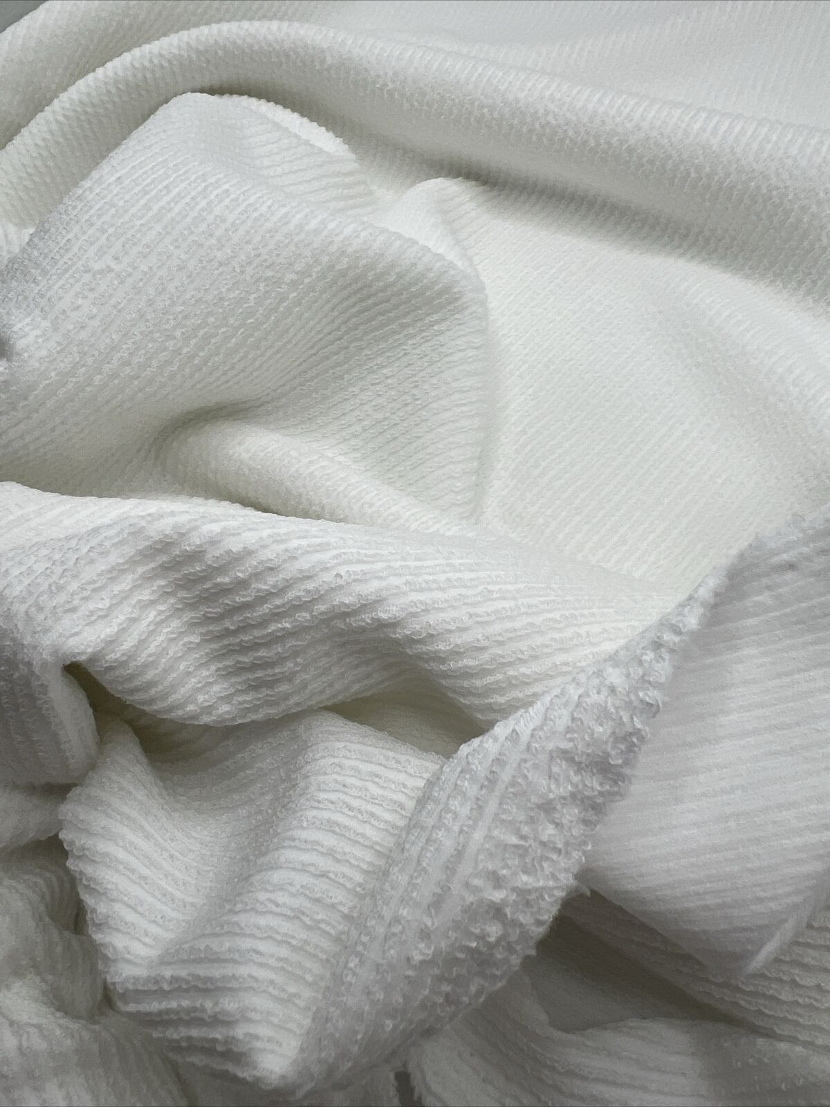 Ivory Crinkle Rib Stretch Fabric