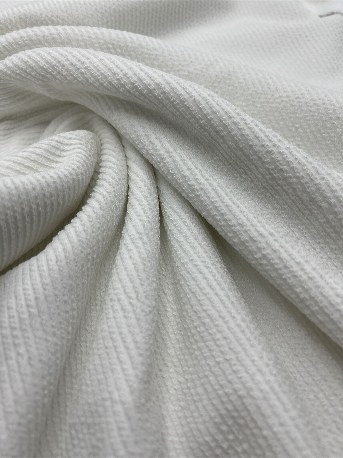 Ivory Crinkle Rib Stretch Fabric