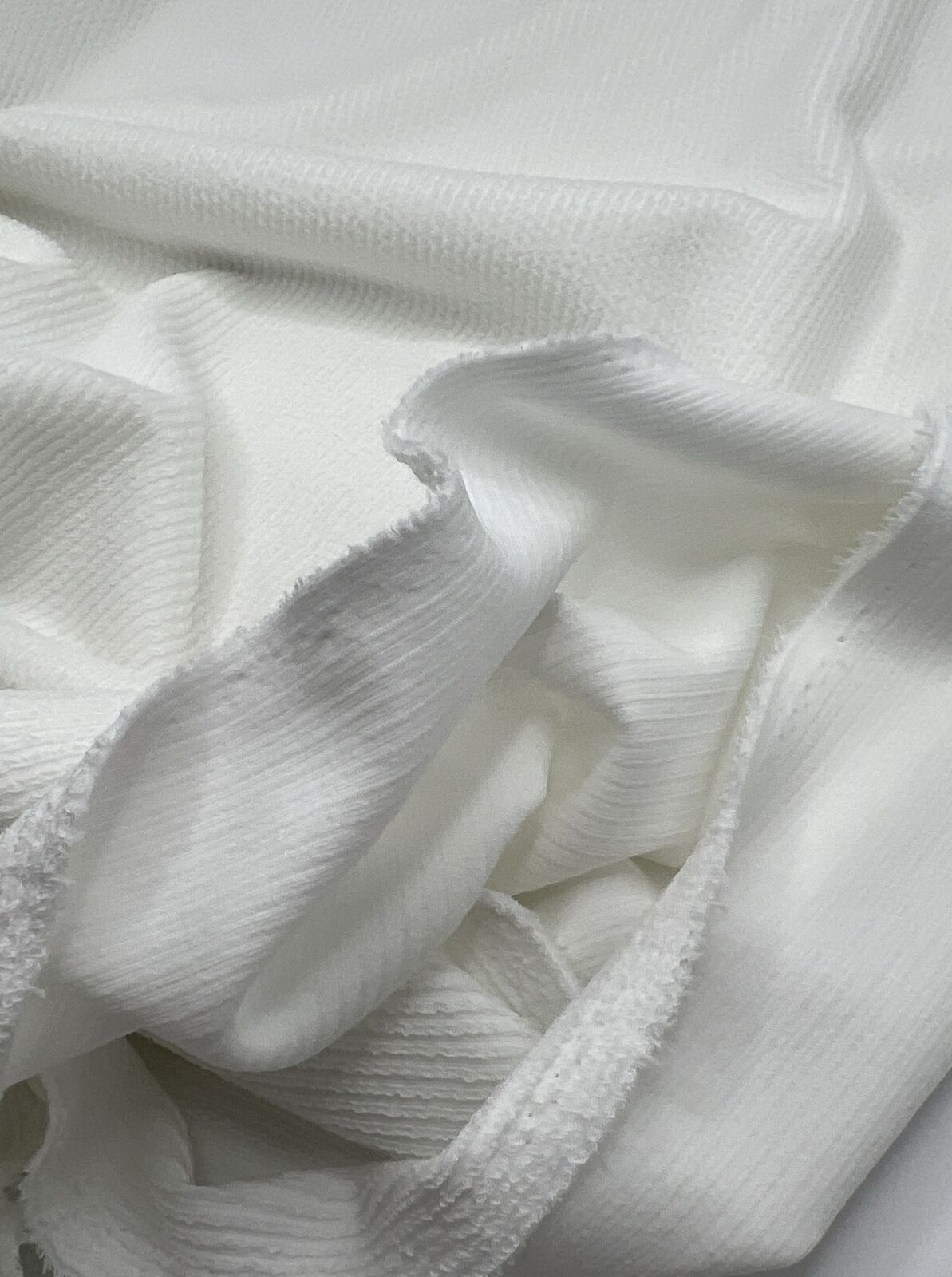 Ivory Crinkle Rib Stretch Fabric