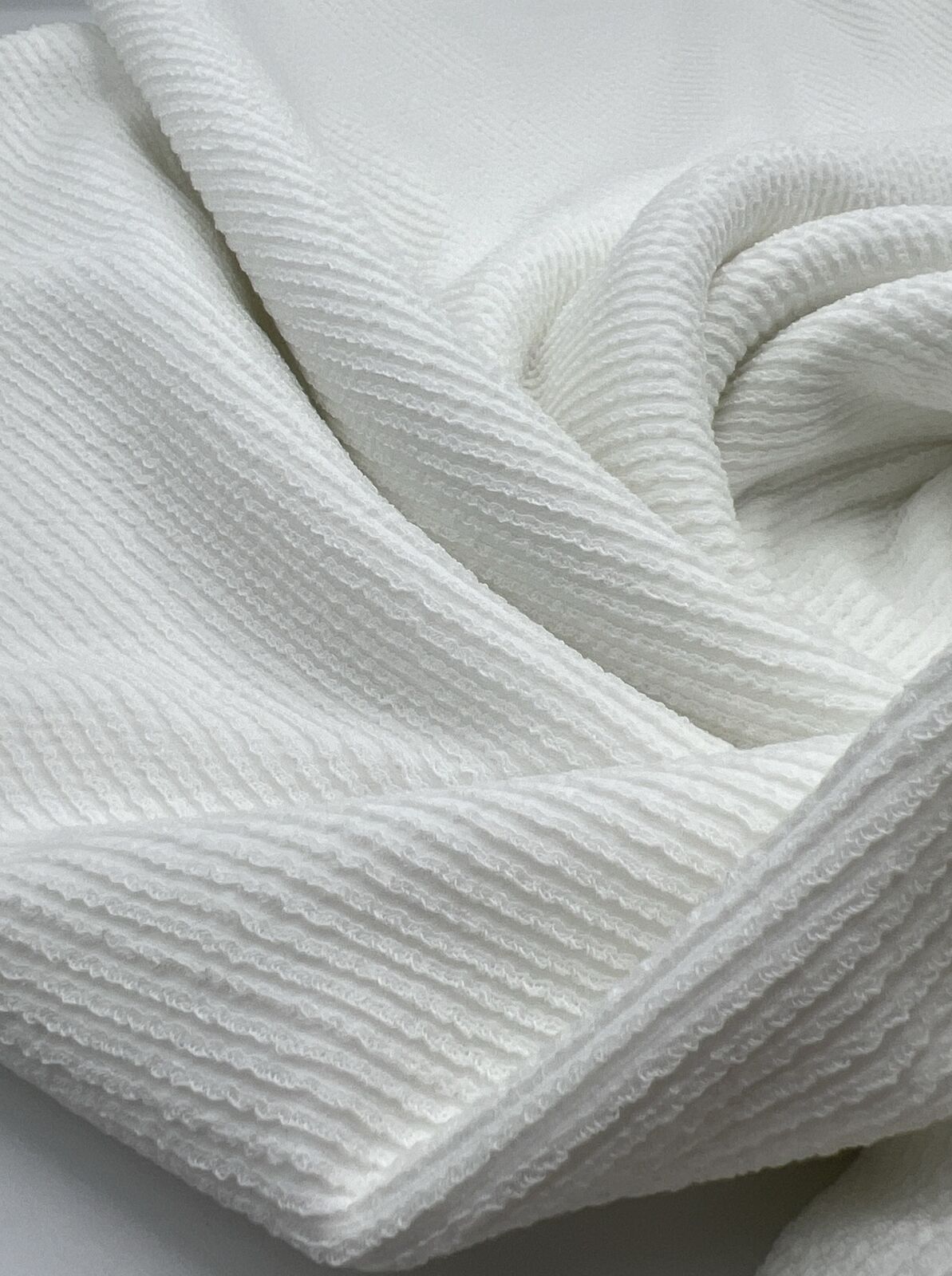 Ivory Crinkle Rib Stretch Fabric