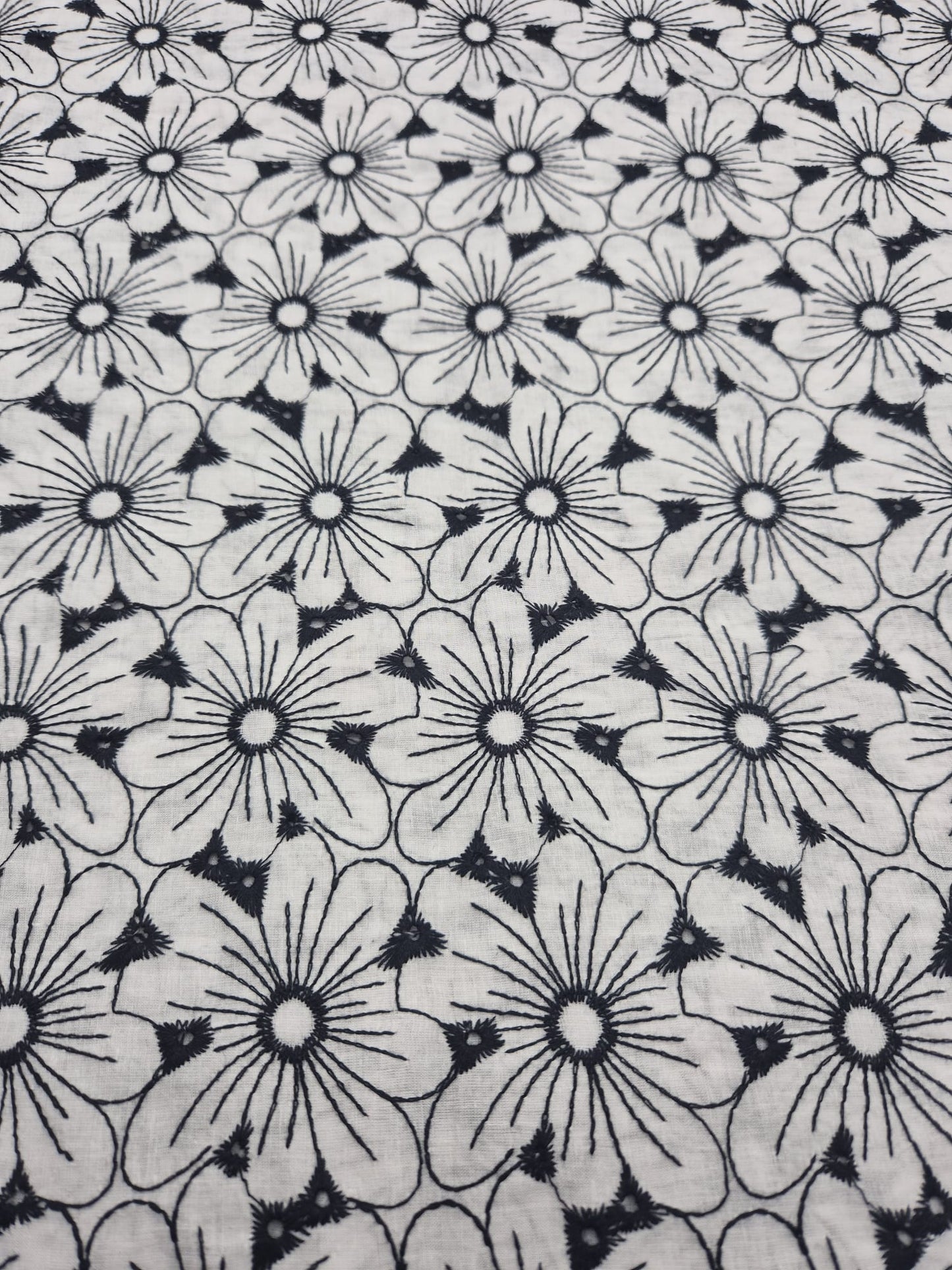 Ivory Embroidered Floral Lightweight Non Stretch Woven Fabric