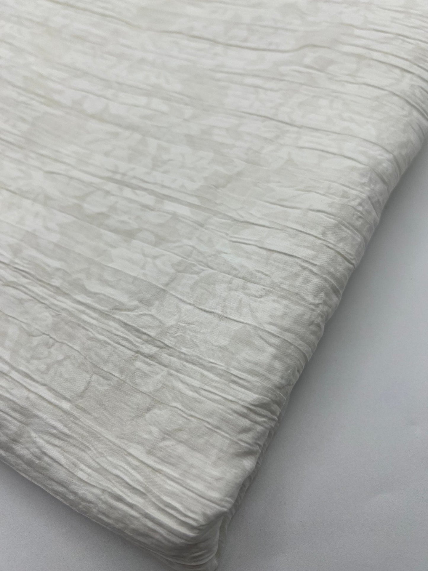 Ivory Floral Crinkled Lightweight Non Stretch Woven Fabric