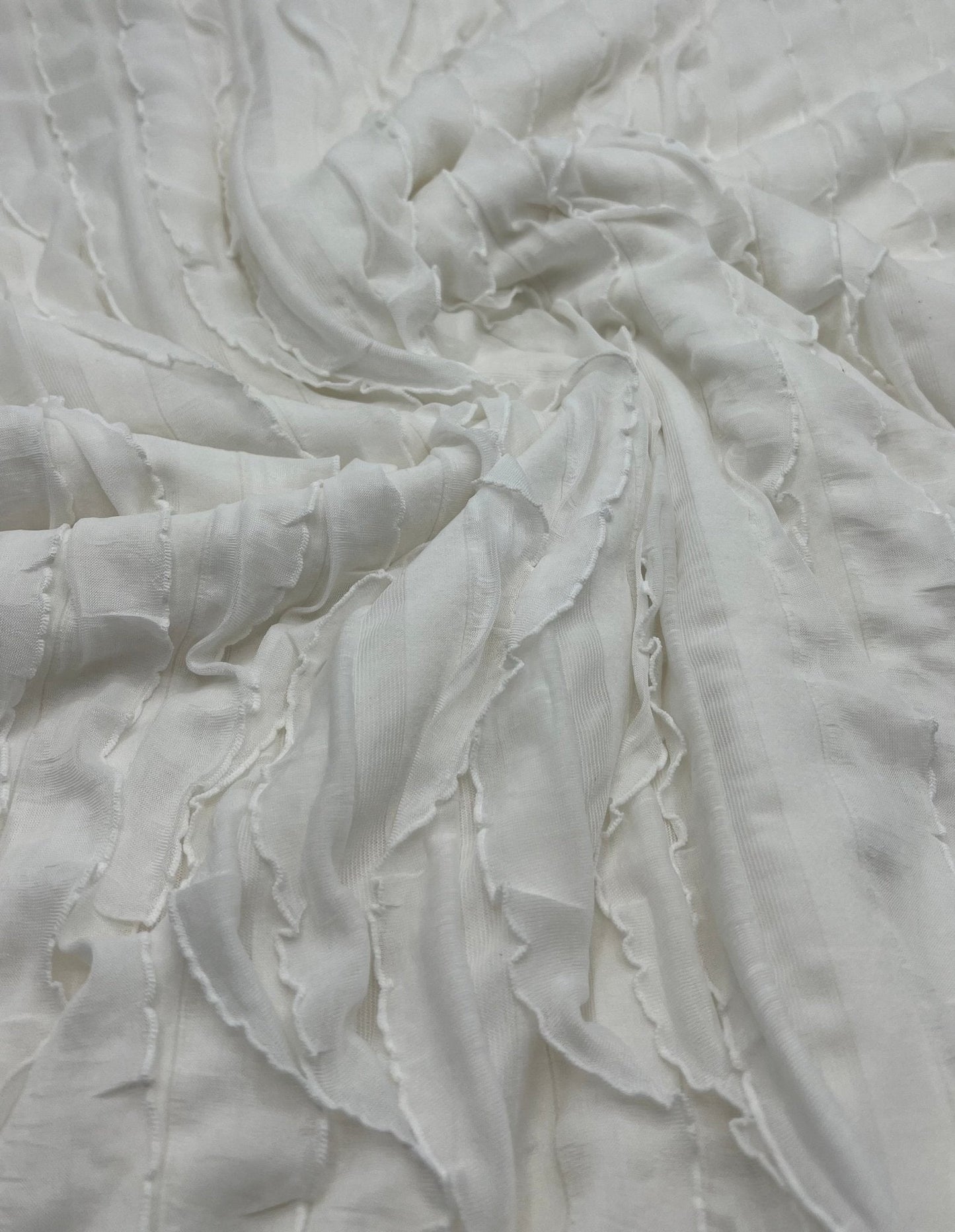 Ivory New Ruffle Textured 4 Way Stretch Fabric