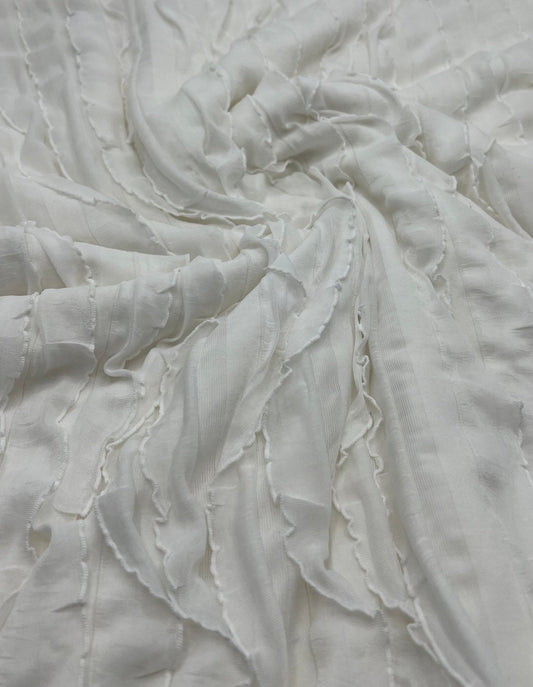 Ivory New Ruffle Textured 4 Way Stretch Fabric