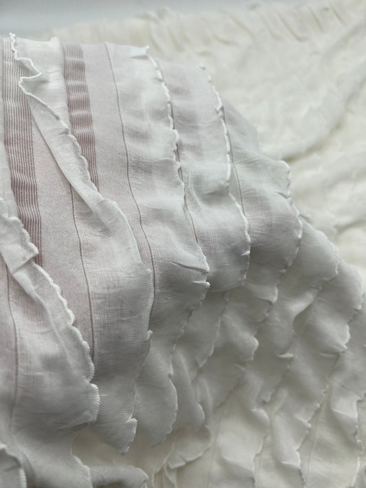 Ivory New Ruffle Textured 4 Way Stretch Fabric