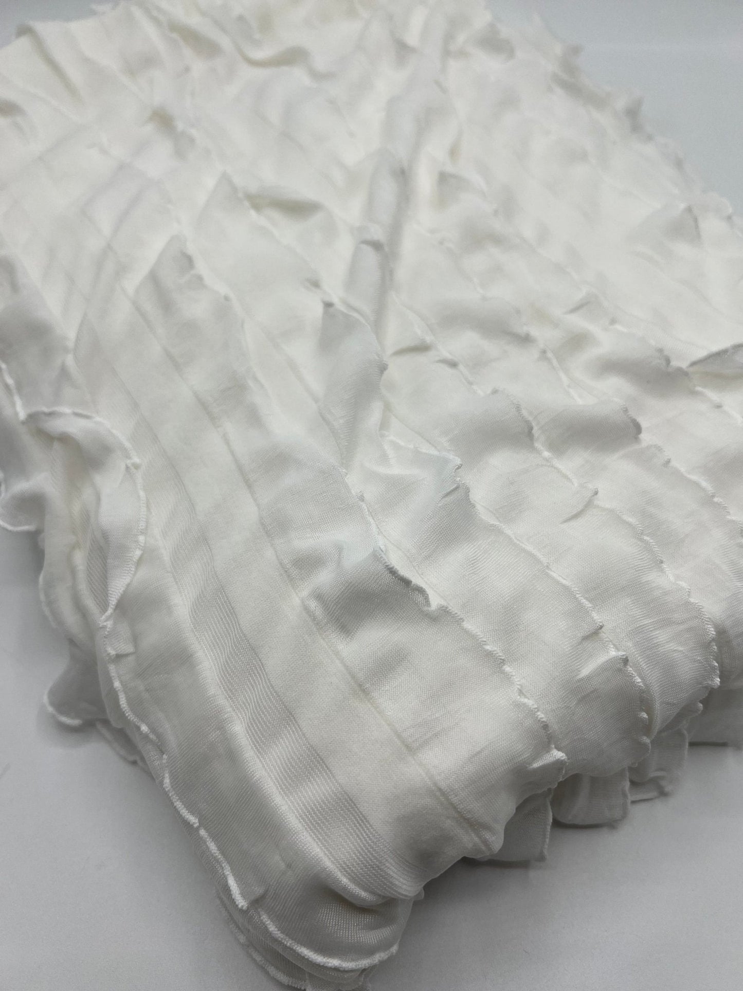 Ivory New Ruffle Textured 4 Way Stretch Fabric