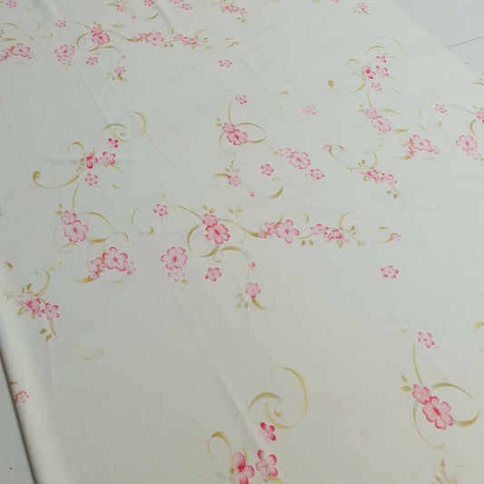Ivory Pink Swirl Printed Scuba Crepe Jersey Fabric 4 Way Stretch
