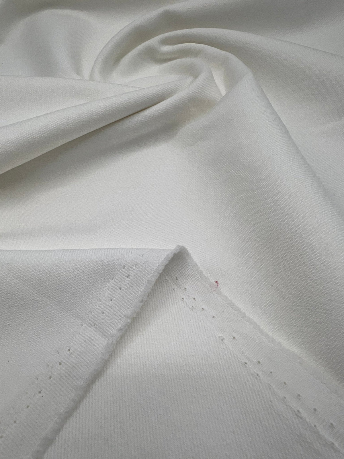 Ivory Plain Washed Stretch Denim 280GSM