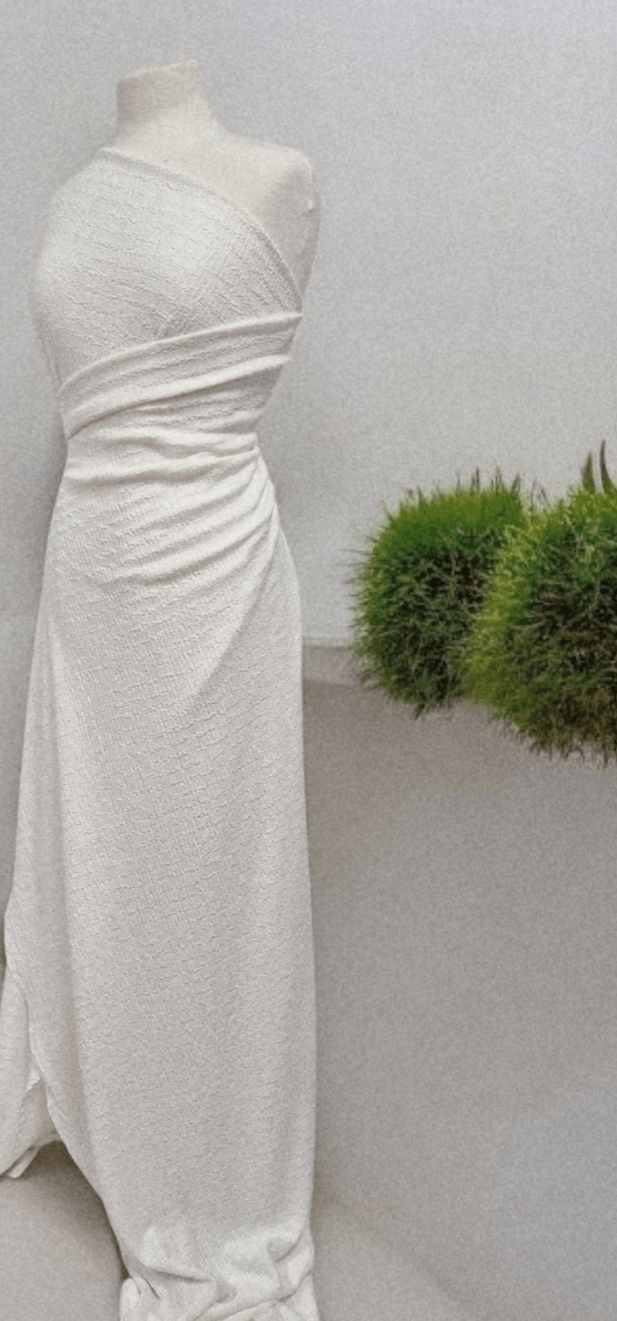Ivory Popcorn Stretch Fabric