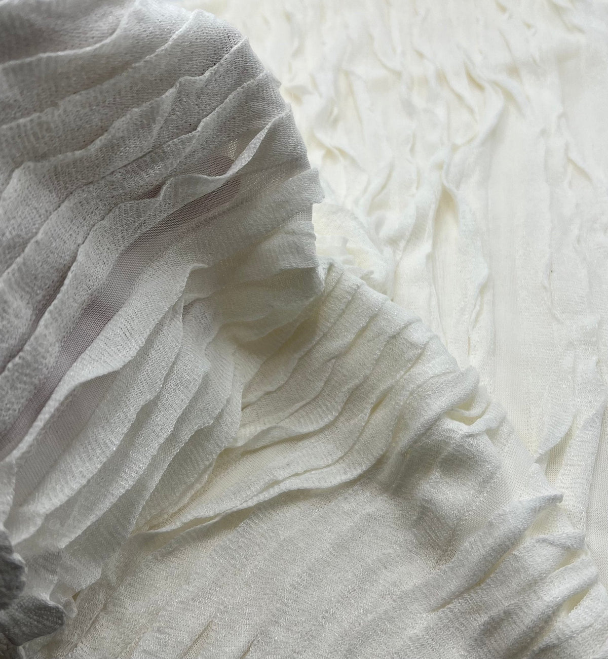 Ivory Ruffle Textured 4 Way Stretch Fabric