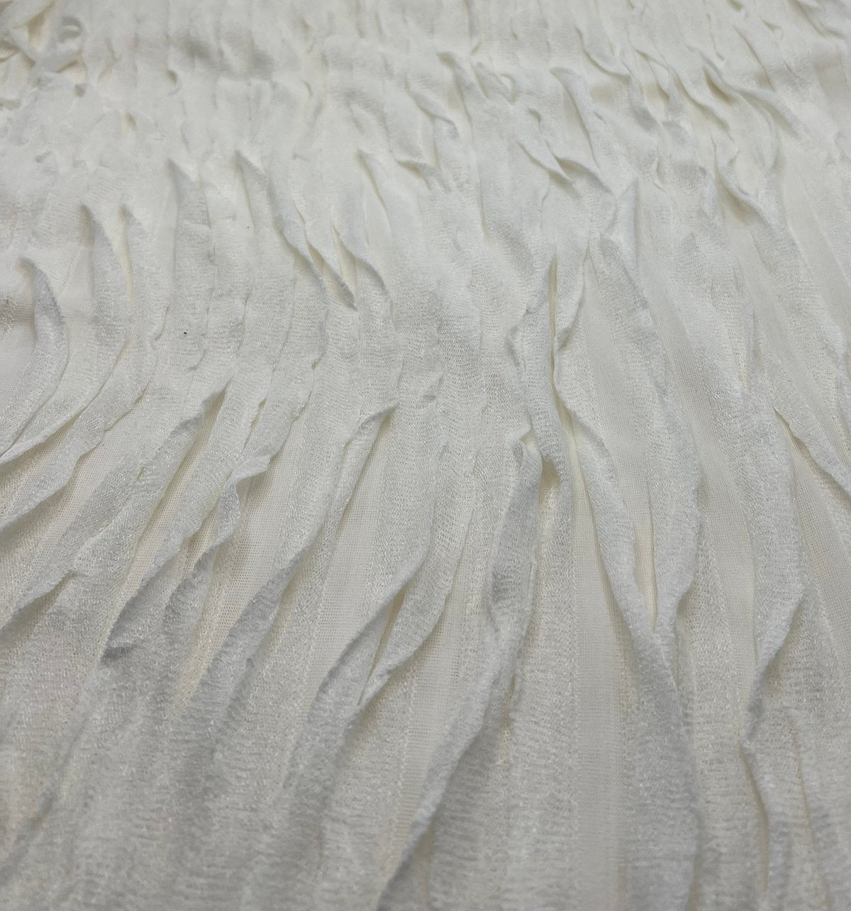 Ivory Ruffle Textured 4 Way Stretch Fabric