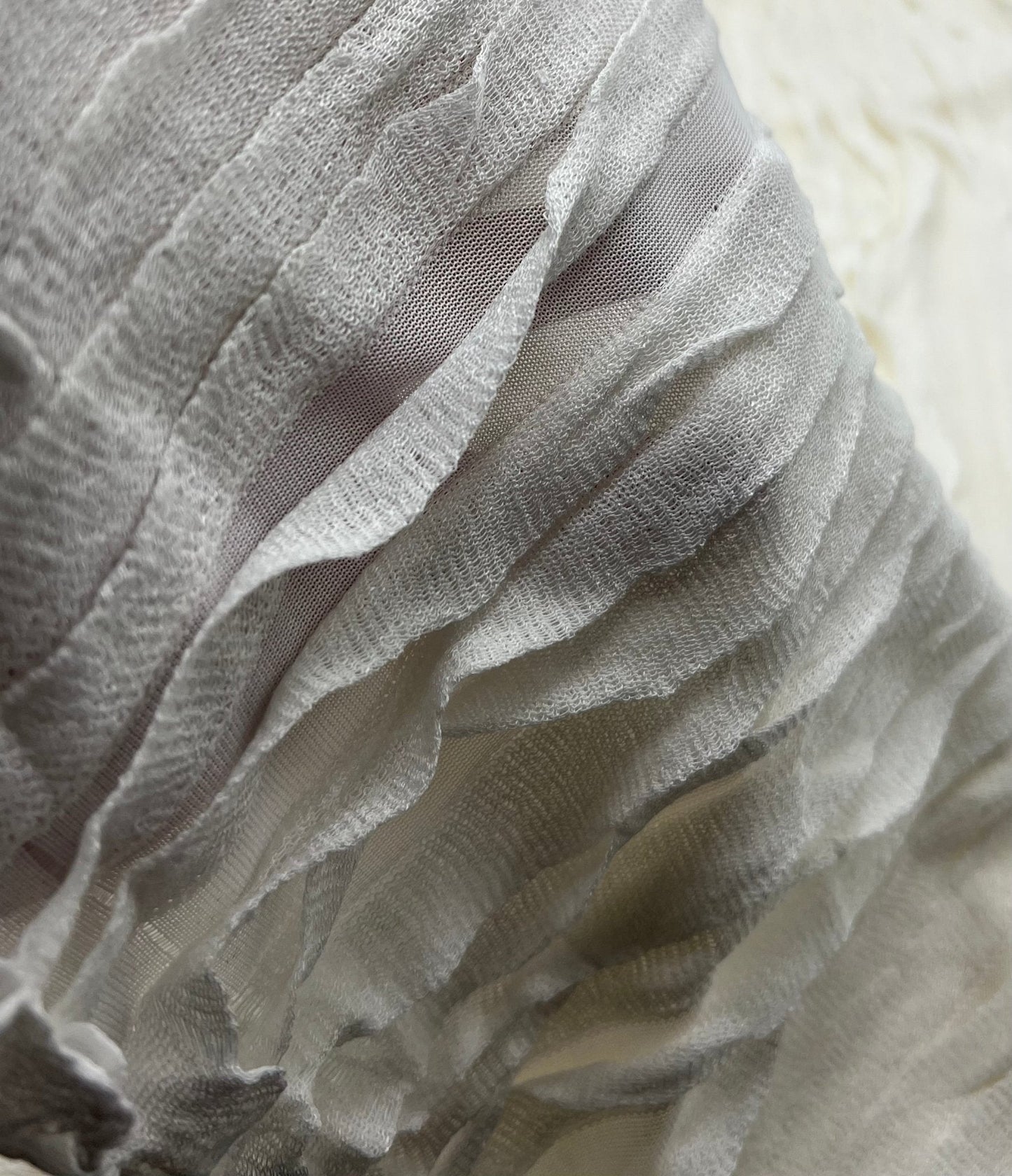 Ivory Ruffle Textured 4 Way Stretch Fabric