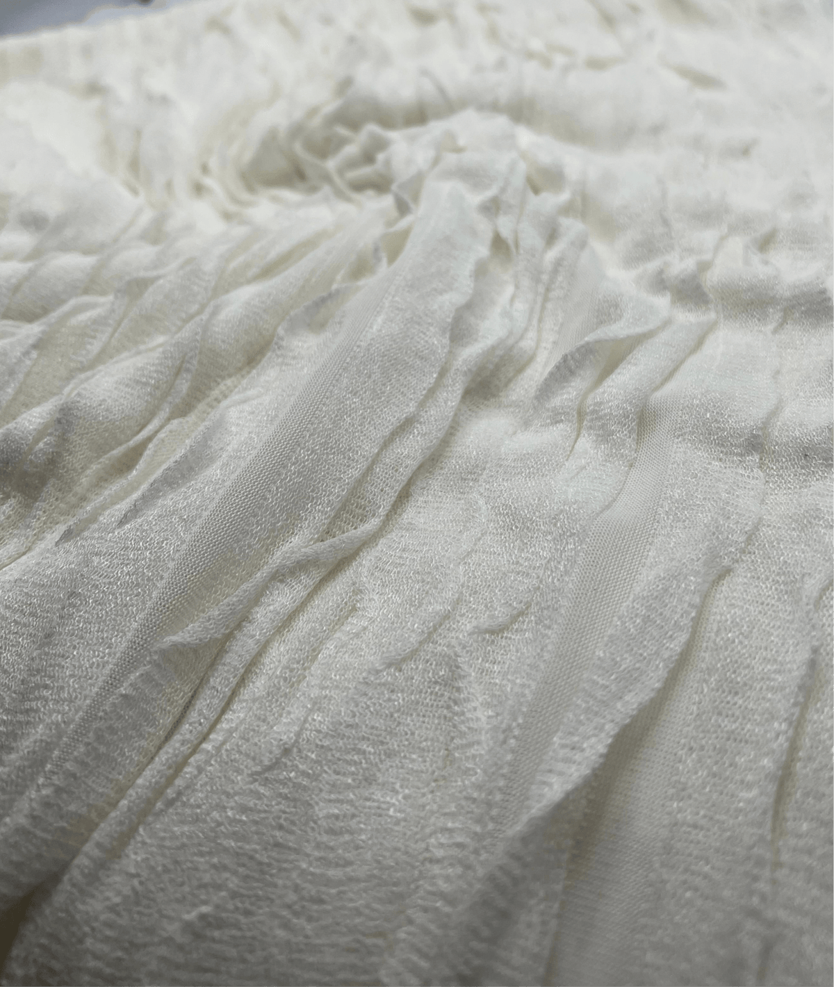 Ivory Ruffle Textured 4 Way Stretch Fabric