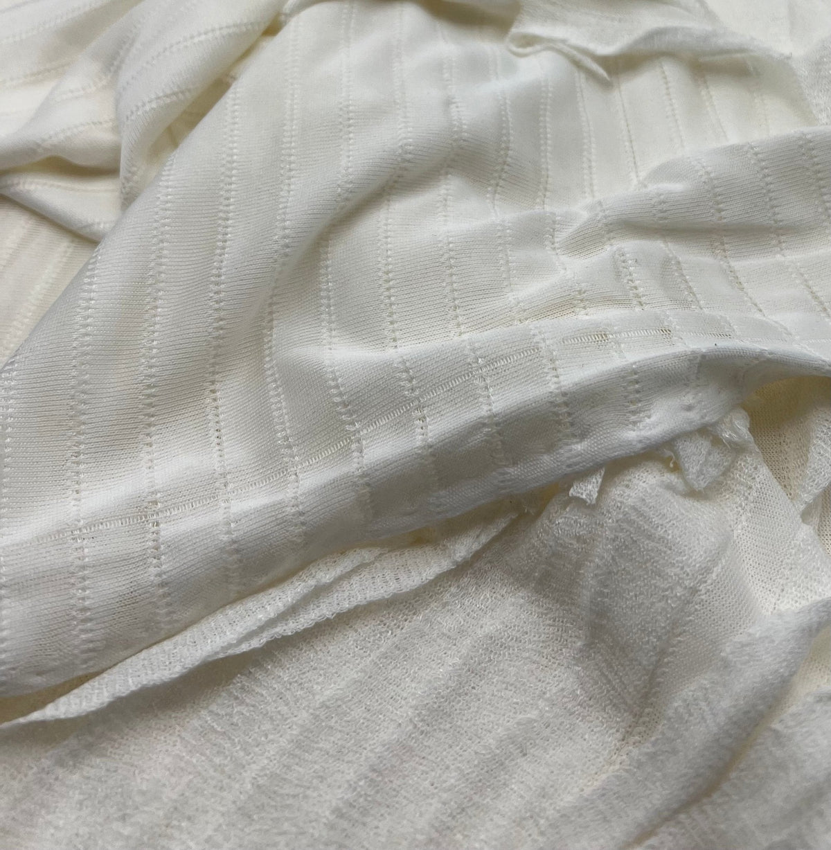 Ivory Ruffle Textured 4 Way Stretch Fabric