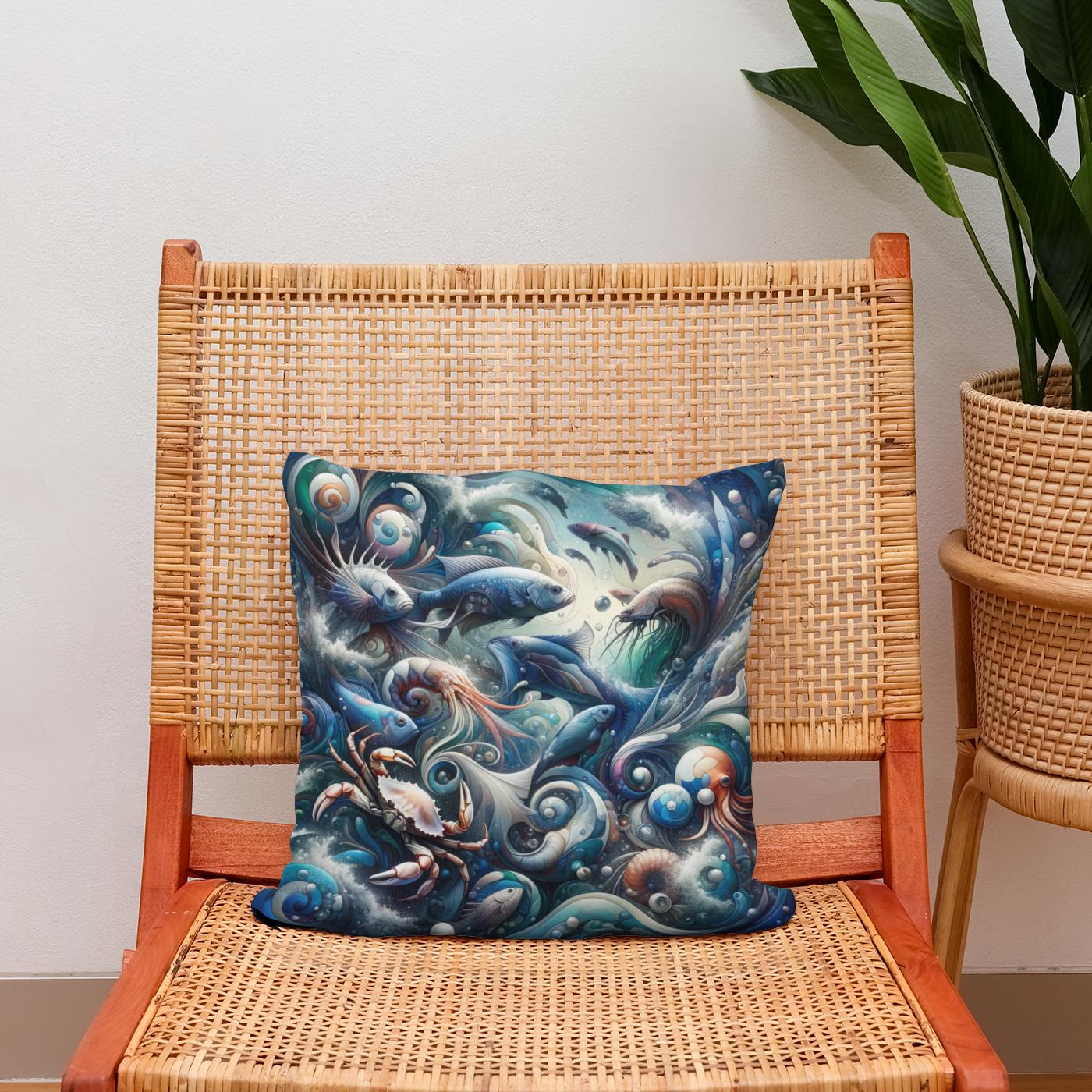 Oceanic Elegance Cotton Cushion