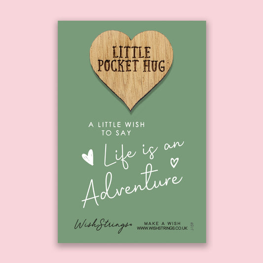 Pocket Hug - Life is an Adventure | Thoughtful Gift for Travelers & Explorers | Keepsake Token for Sending Hugs & Safe Travels