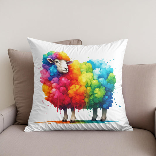 Rainbow Wool Sheep Cotton Cushion