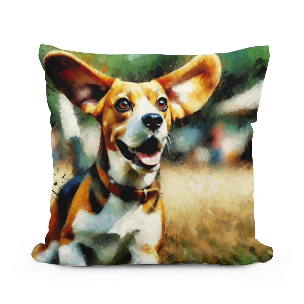 Joyful Beagle Escapade Cotton Cushion