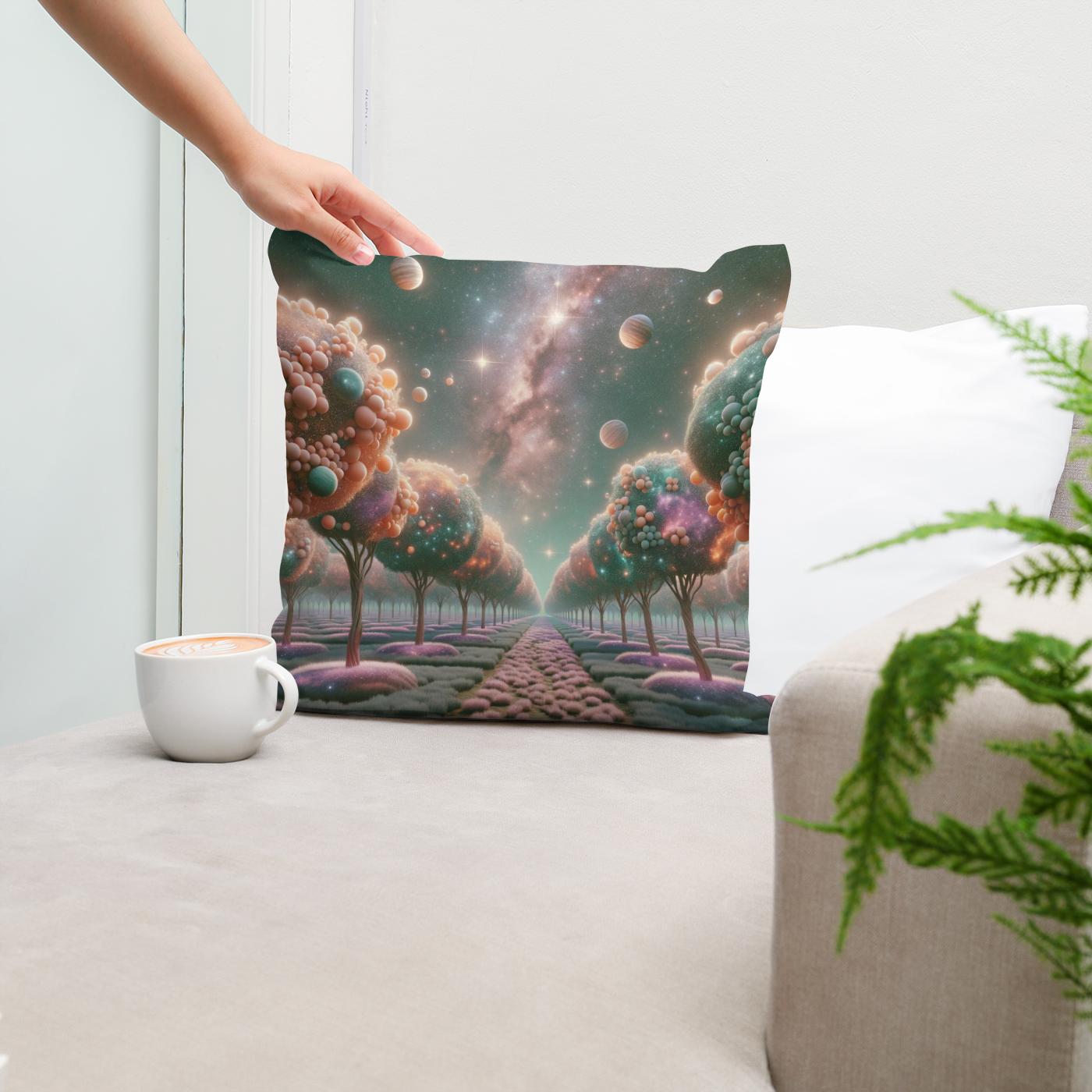 Cosmic Orchard Cotton Cushion