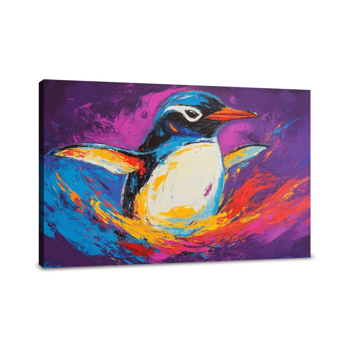 Penguin in Purple Canvas