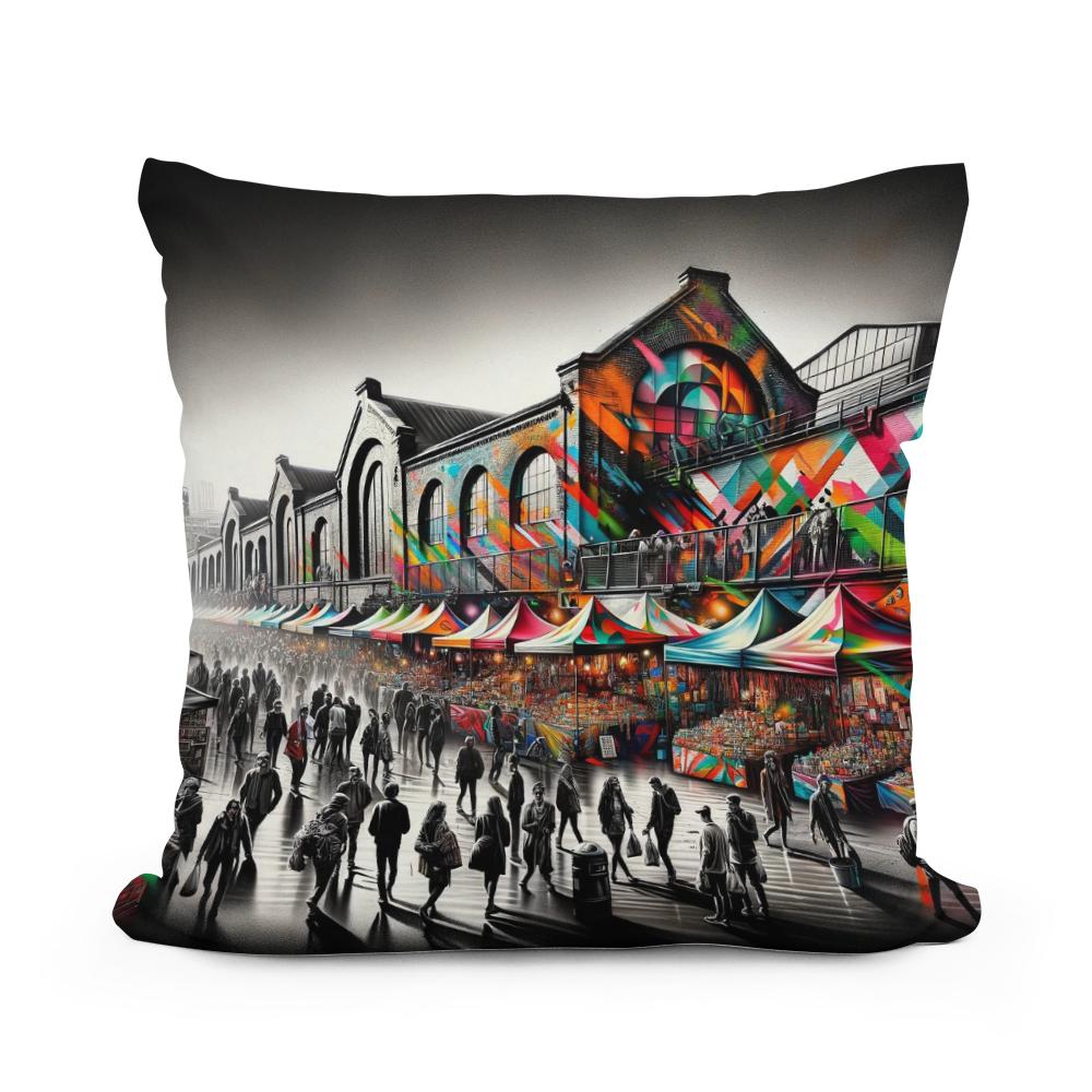 London Camden Market Modernist Fusion Cotton Cushion