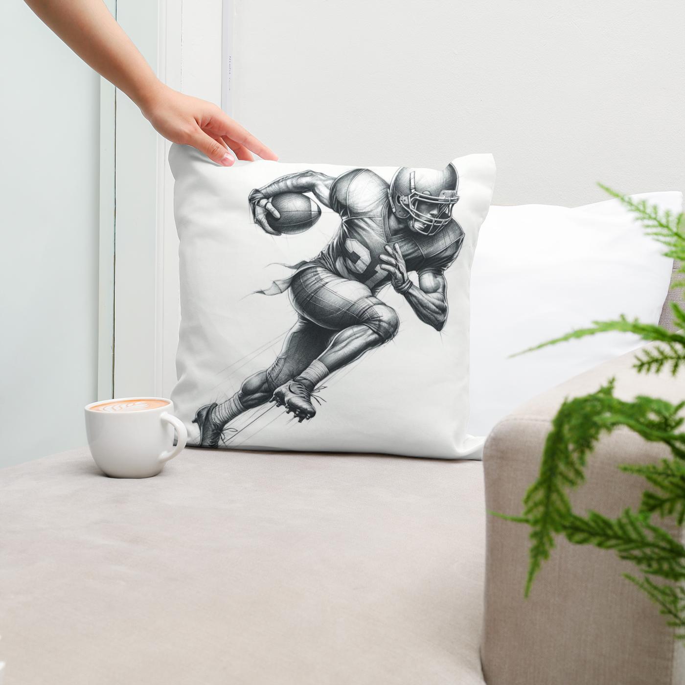 Agile Football Sketch Cotton Cushion