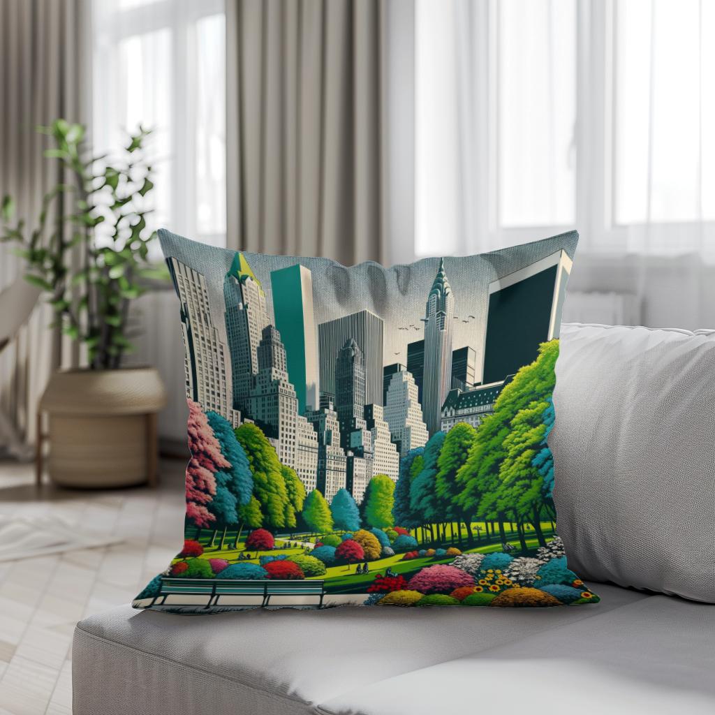 60s Urban Park Pop Cotton Cushion